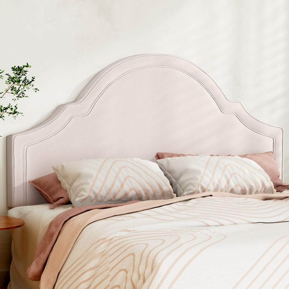 Velvet Bed Headboard Beige