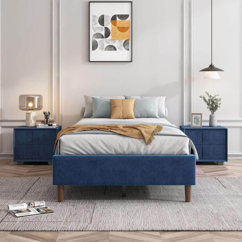 Velvet Blue Bed Frame  Double