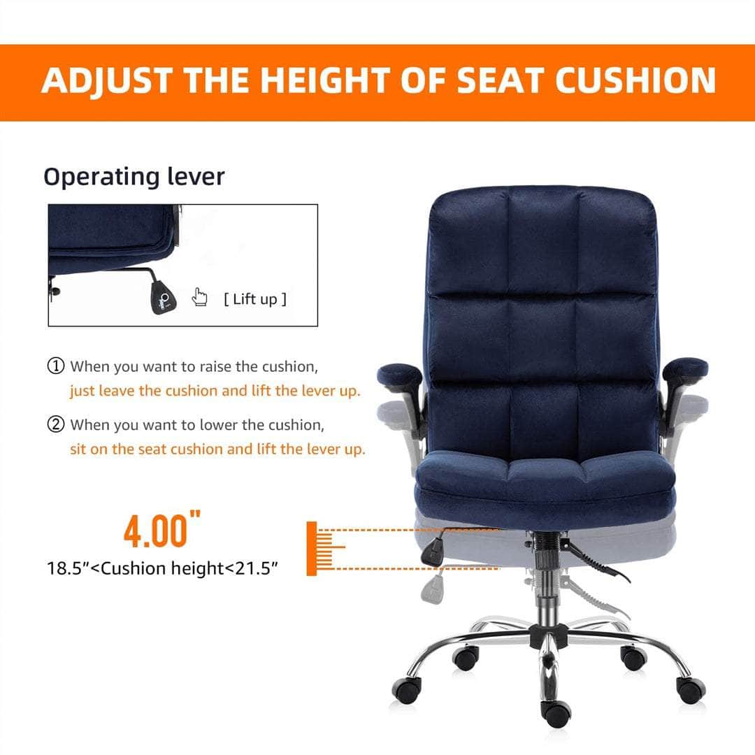 Velvet Home Ergonomic Swivel Adjustable Tilt Angle And Flip-Up Arms Office Chair