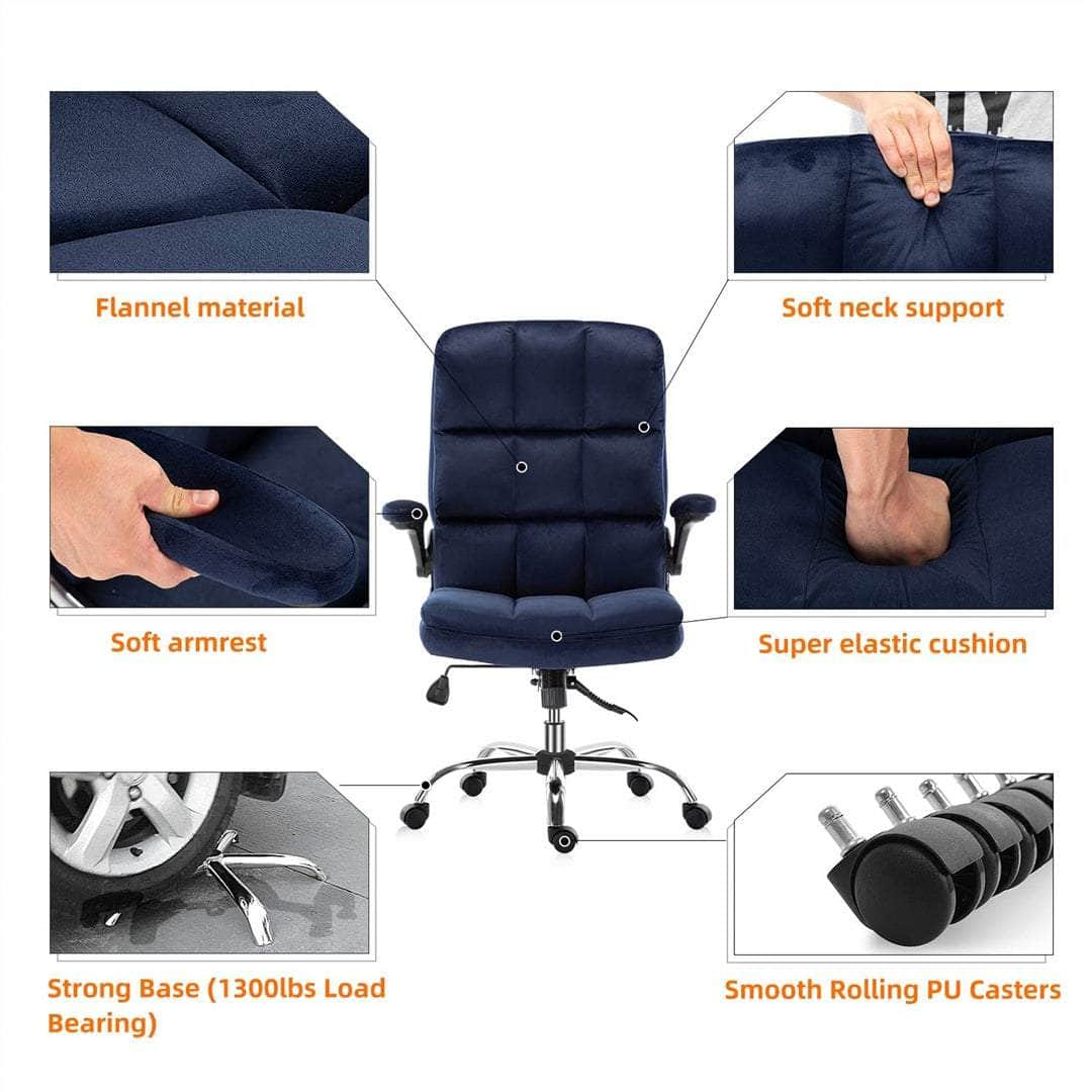 Velvet Home Ergonomic Swivel Adjustable Tilt Angle And Flip-Up Arms Office Chair