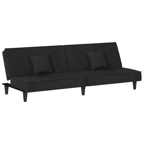 Velvet Noir Haven: Black Velvet Sofa Bed for Luxurious Comfort