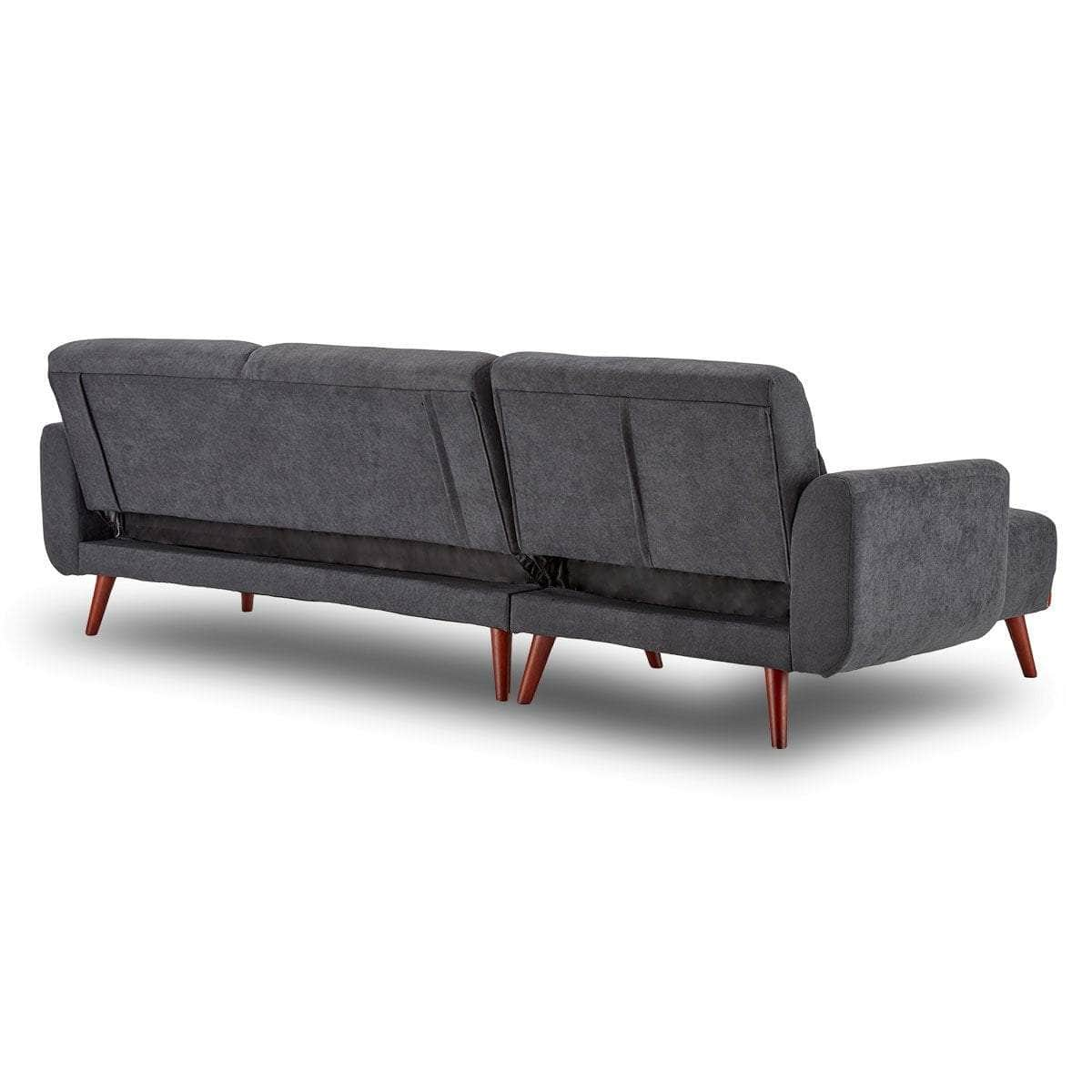 Velvet Sofa Bed Couch Lounge Chaise Cushions Dark Grey