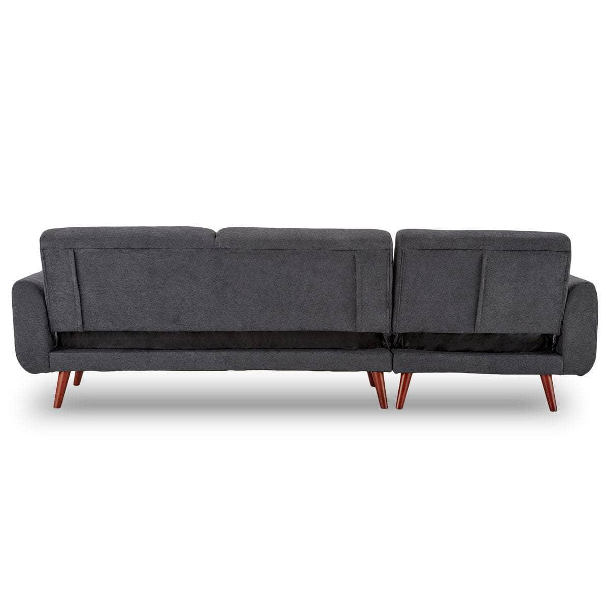 Velvet Sofa Bed Couch Lounge Chaise Cushions Dark Grey