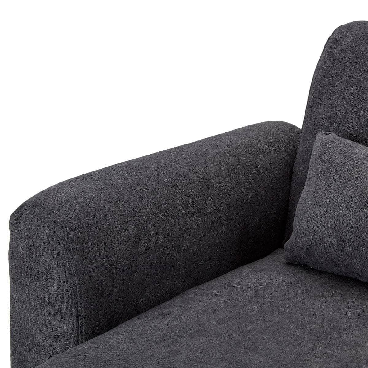 Velvet Sofa Bed Couch Lounge Chaise Cushions Dark Grey