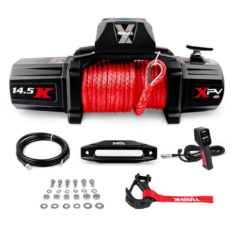 14500Lbs Electric Winch 12V Synthetic Rope With Winch Mounting Plate