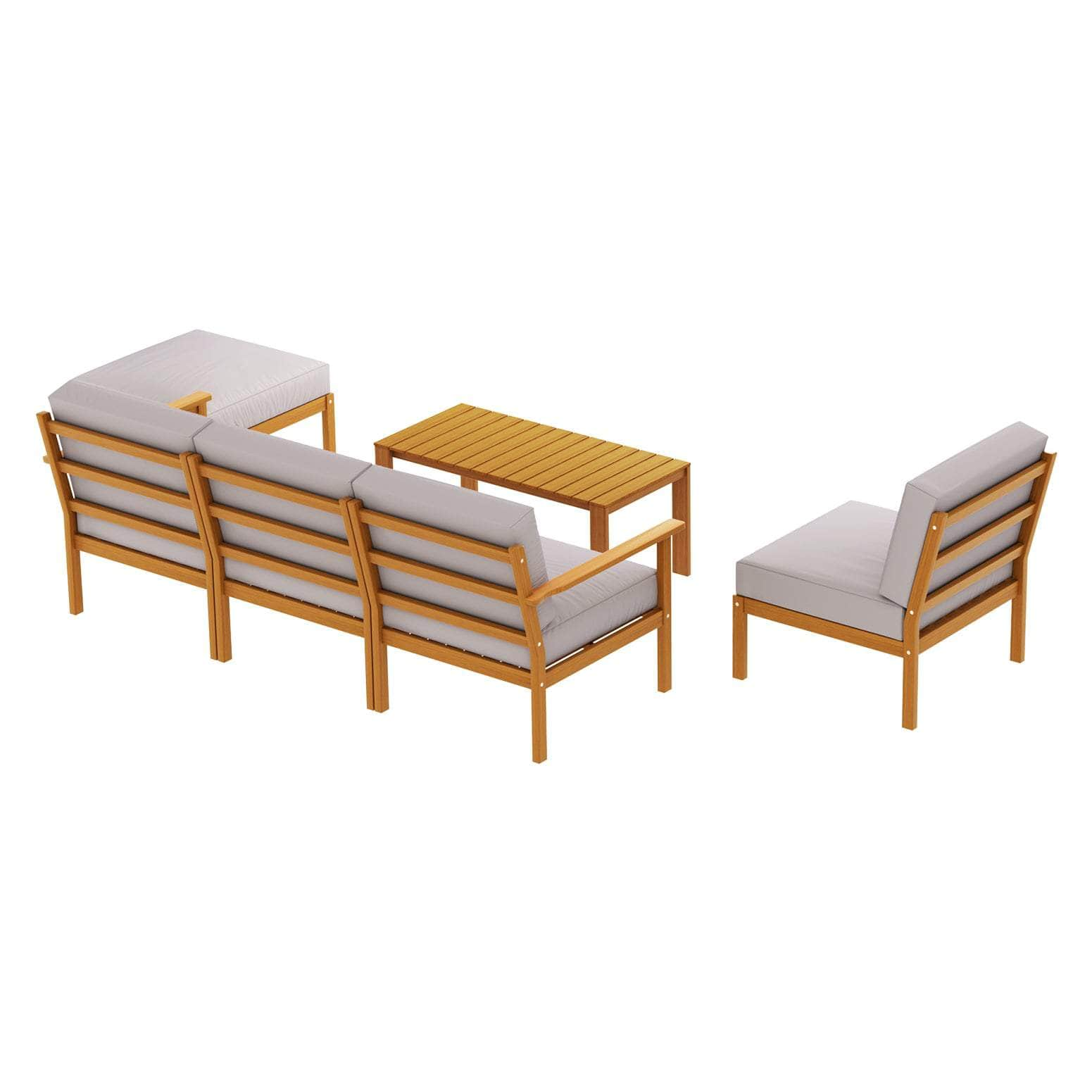 Versatile 5-Seater Wooden Outdoor Sofa Set