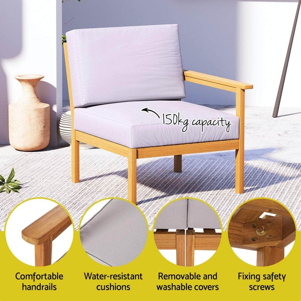 Versatile 5-Seater Wooden Outdoor Sofa Set