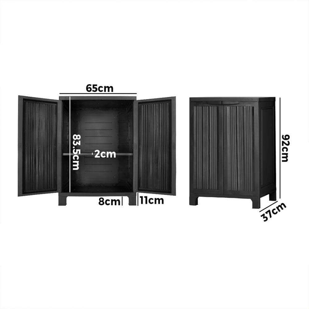 Versatile and Adjustable Outdoor Storage Cabinet: Black Box for Garden and Garage