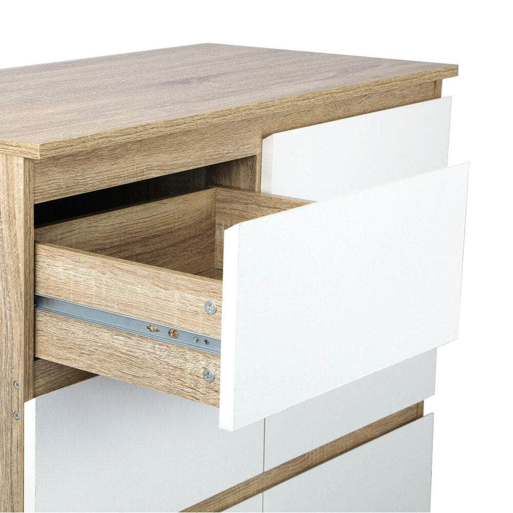 Versatile and Chic: White Wooden Dresser Table with Spacious Drawers