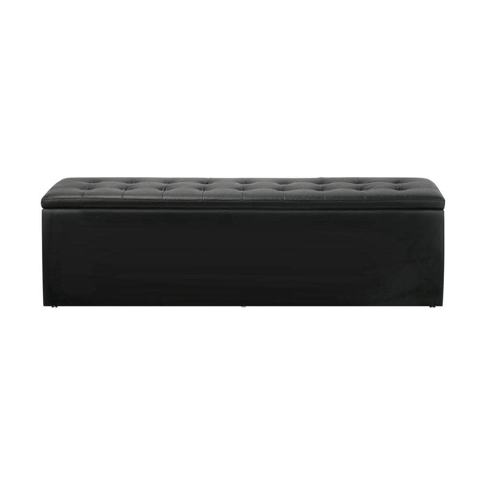 Versatile Black Storage Ottoman: Blanket Box, XL Foot Stool, and PU Leather Toy Chest