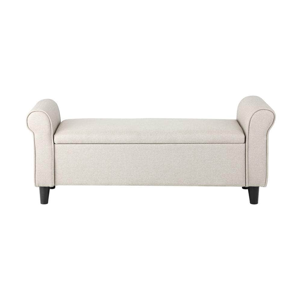 Versatile Blanket Box Foot Stool - Beige/Grey Fabric