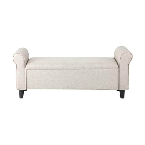 Versatile Blanket Box Foot Stool - Beige/Grey Fabric