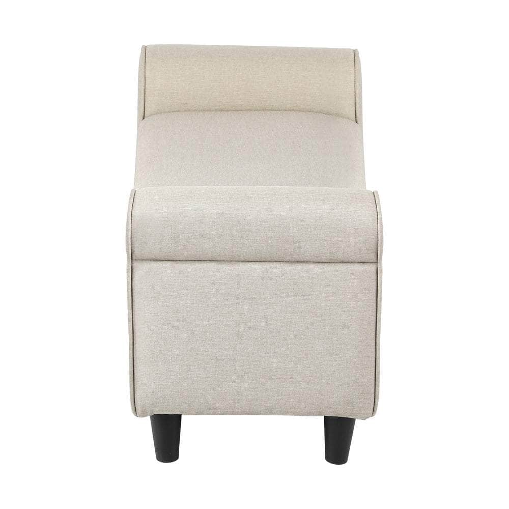 Versatile Blanket Box Foot Stool - Beige/Grey Fabric