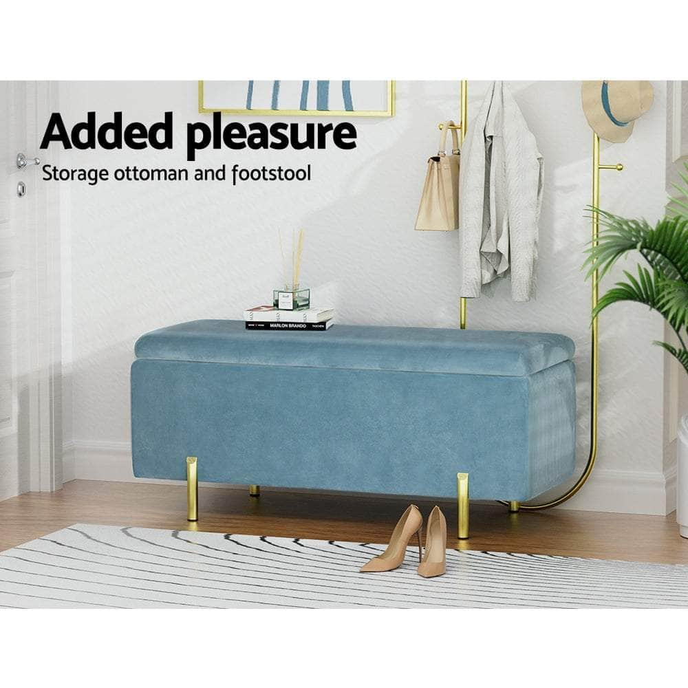 Versatile Blue Ottoman Blanket Box: Stylish