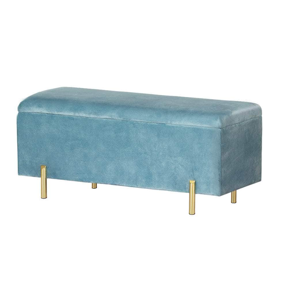 Versatile Blue Ottoman Blanket Box: Stylish