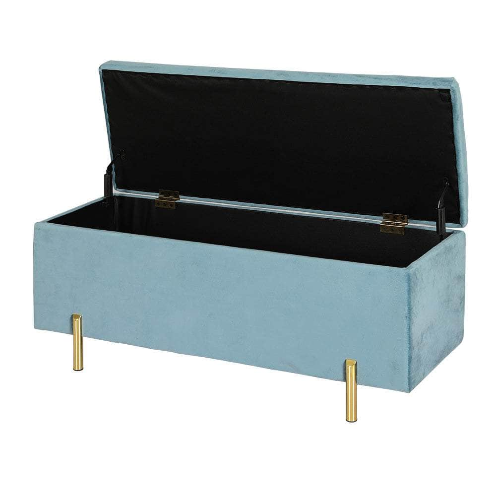 Versatile Blue Ottoman Blanket Box: Stylish