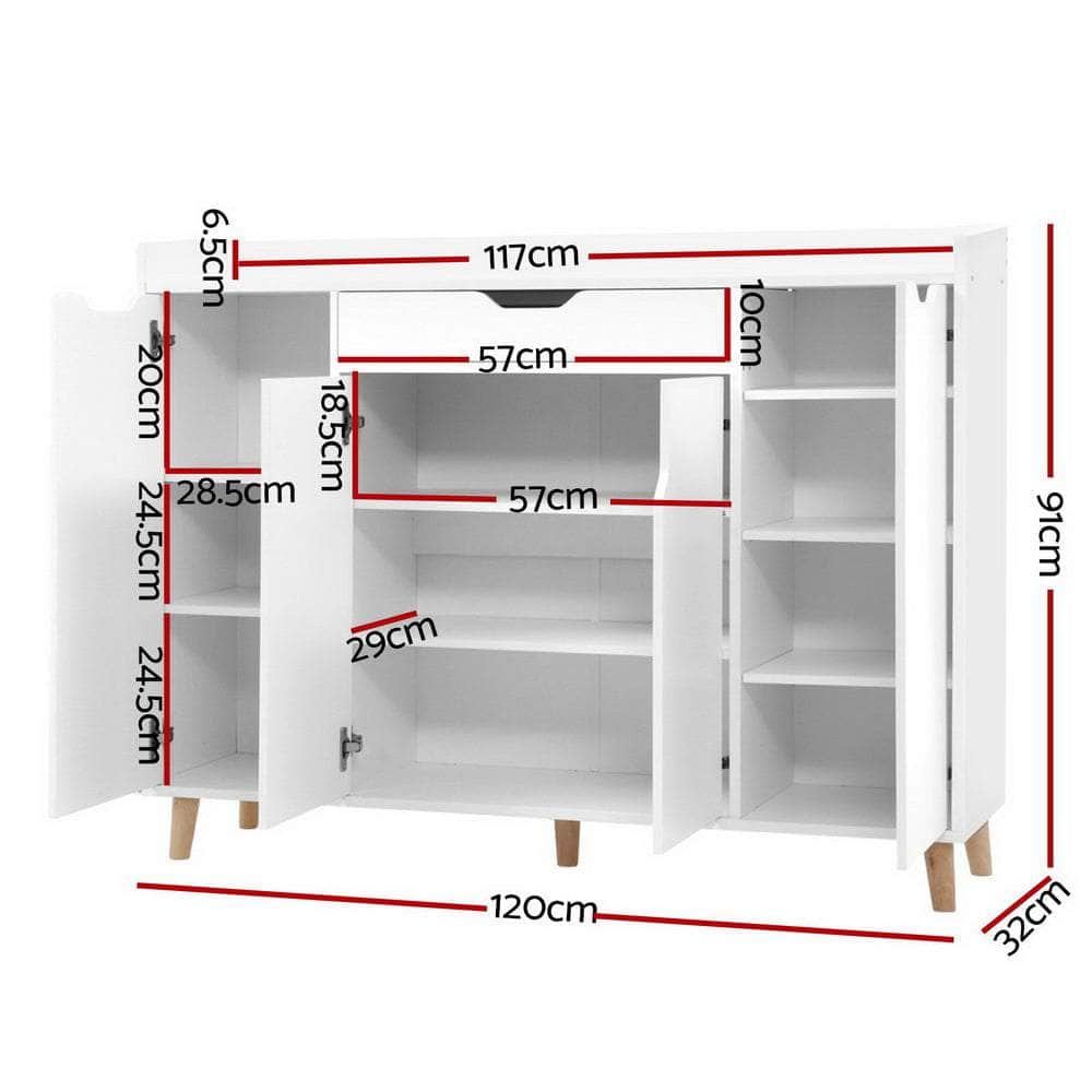 Versatile Shoe Rack Cabinet - 26 Pairs White