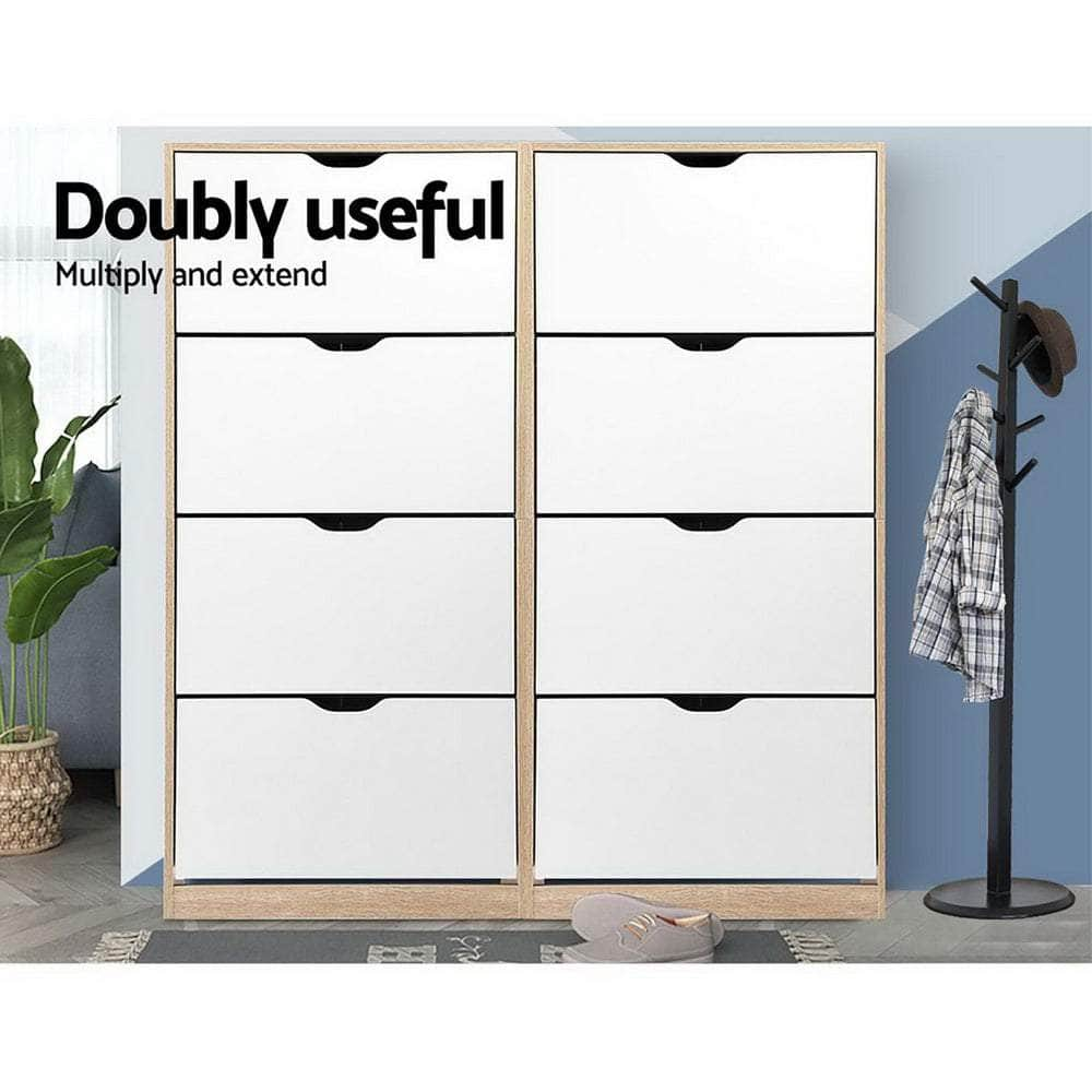 Versatile White Shoe Rack Cabinet - 60 Pairs