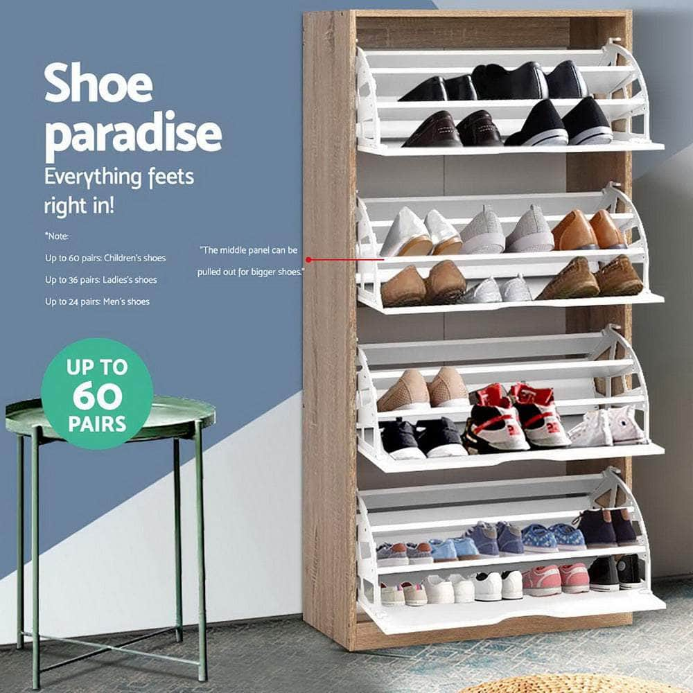 Versatile White Shoe Rack Cabinet - 60 Pairs