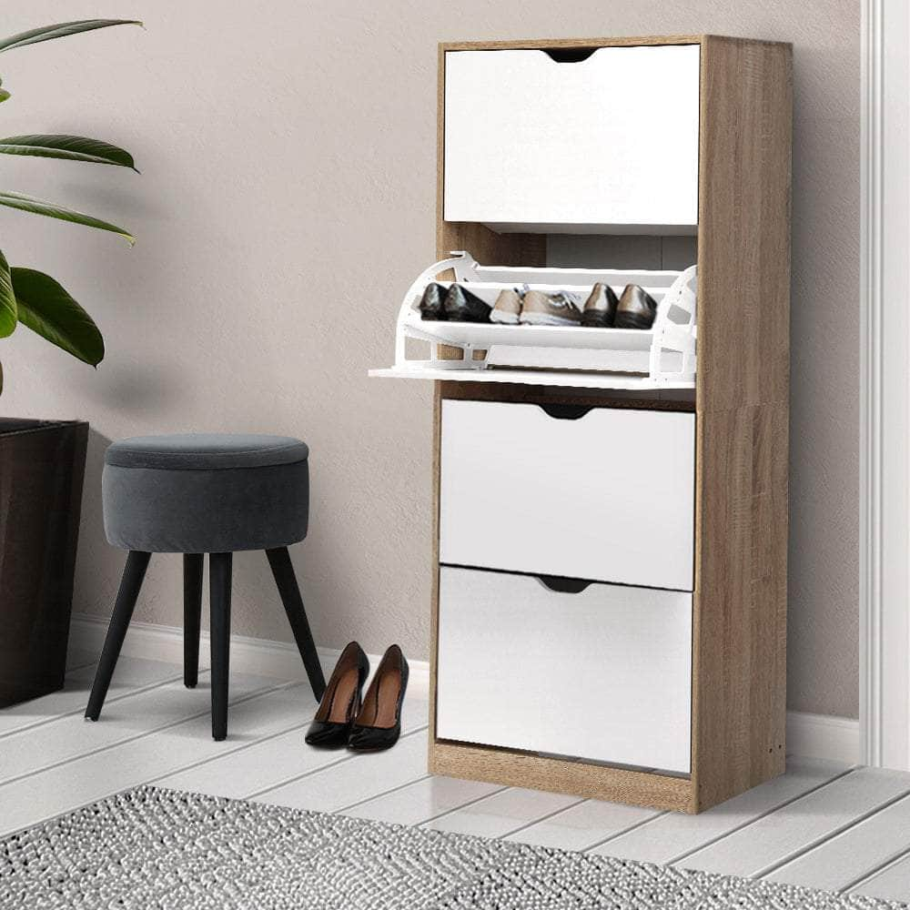 Versatile White Shoe Rack Cabinet - 60 Pairs