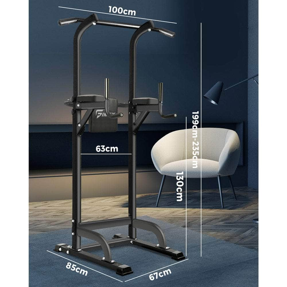 Versatile Workout Hub: Power Tower with Integrated Weight Bench and Pull-Up Bar