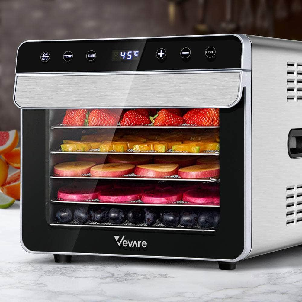 Vevare Food Dehydrators Stainless Steel Jerky Dehydrator Fruit Dryer 6/8 Trays