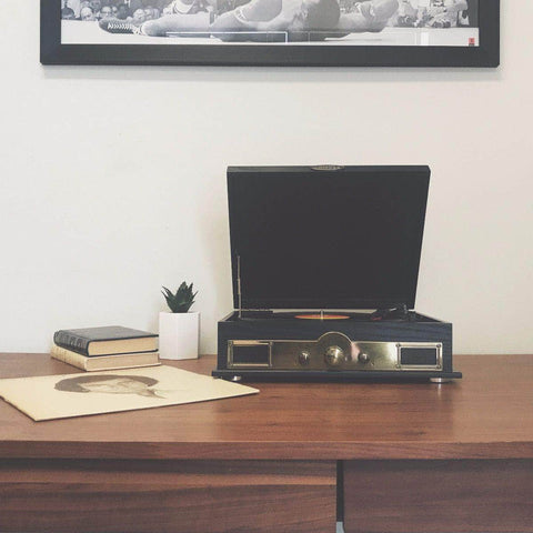 Mbeat Vintage Wood Turntable With Bluetooth Speaker, Am/Fm Radio