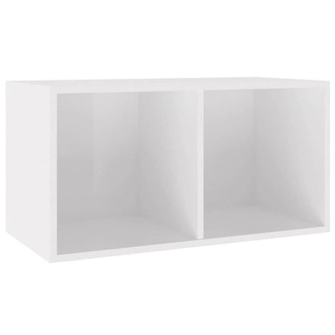 Vinyl Storage Box High Gloss White Chipboard