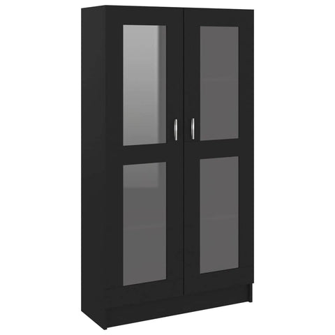 Vitrine Cabinet Black Engineered Wood