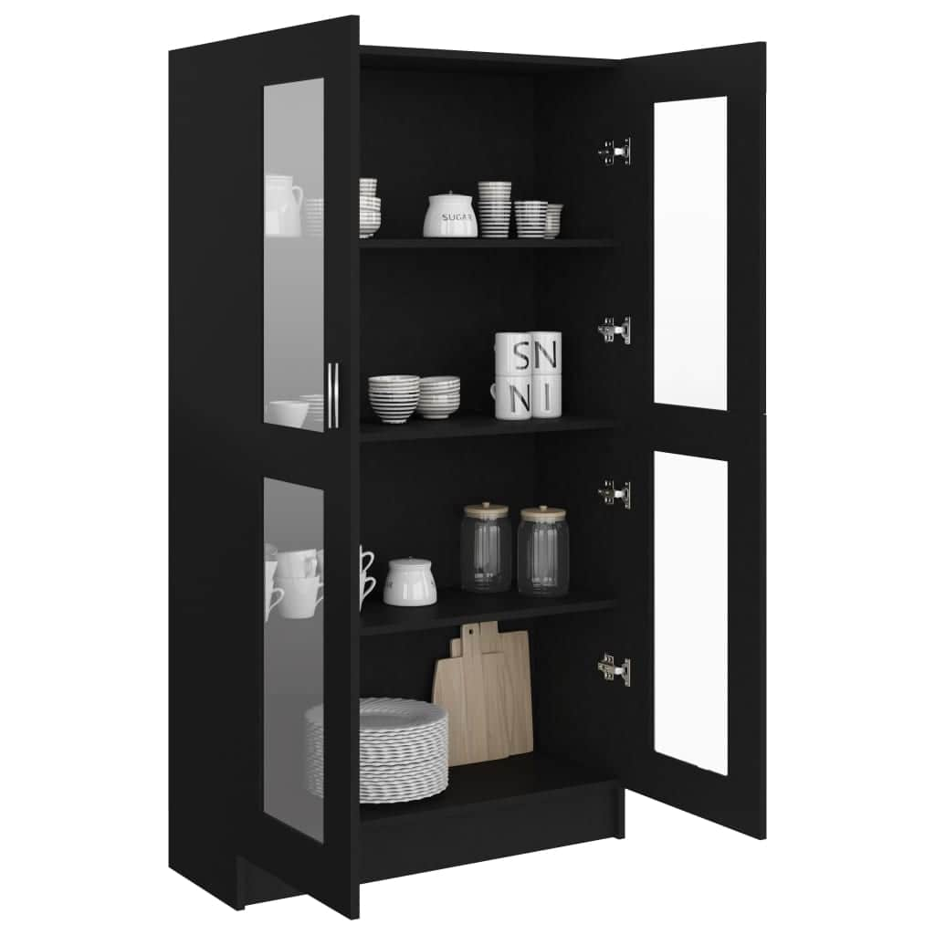 Vitrine Cabinet Black Engineered Wood