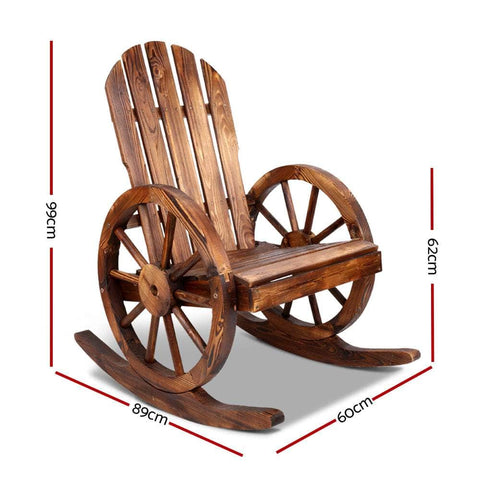 Wagon Wheels Rocking Chair - Brown