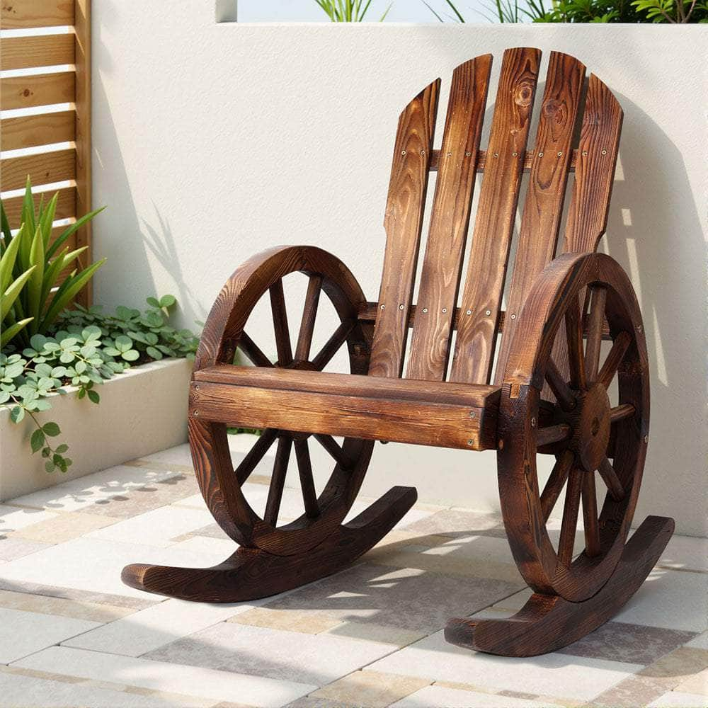 Wagon Wheels Rocking Chair - Brown