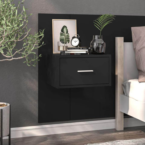 Wall Bedside Cabinet Black