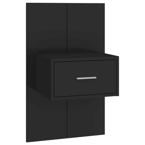 Wall Bedside Cabinet Black