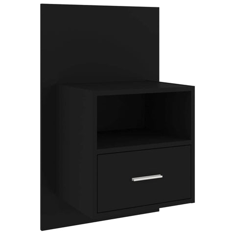 Wall Bedside Cabinet Black Engineered Wood