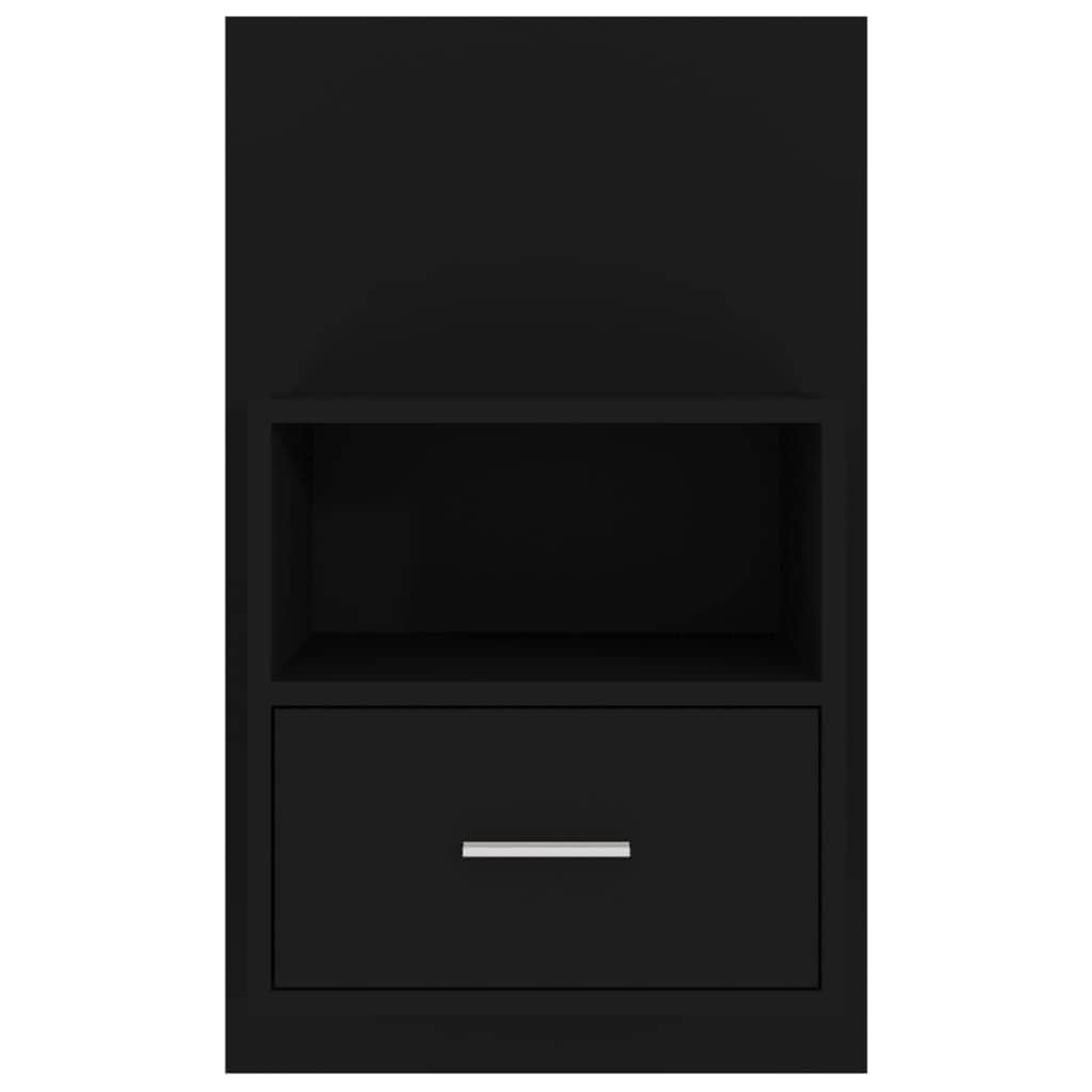 Wall Bedside Cabinet Black Engineered Wood