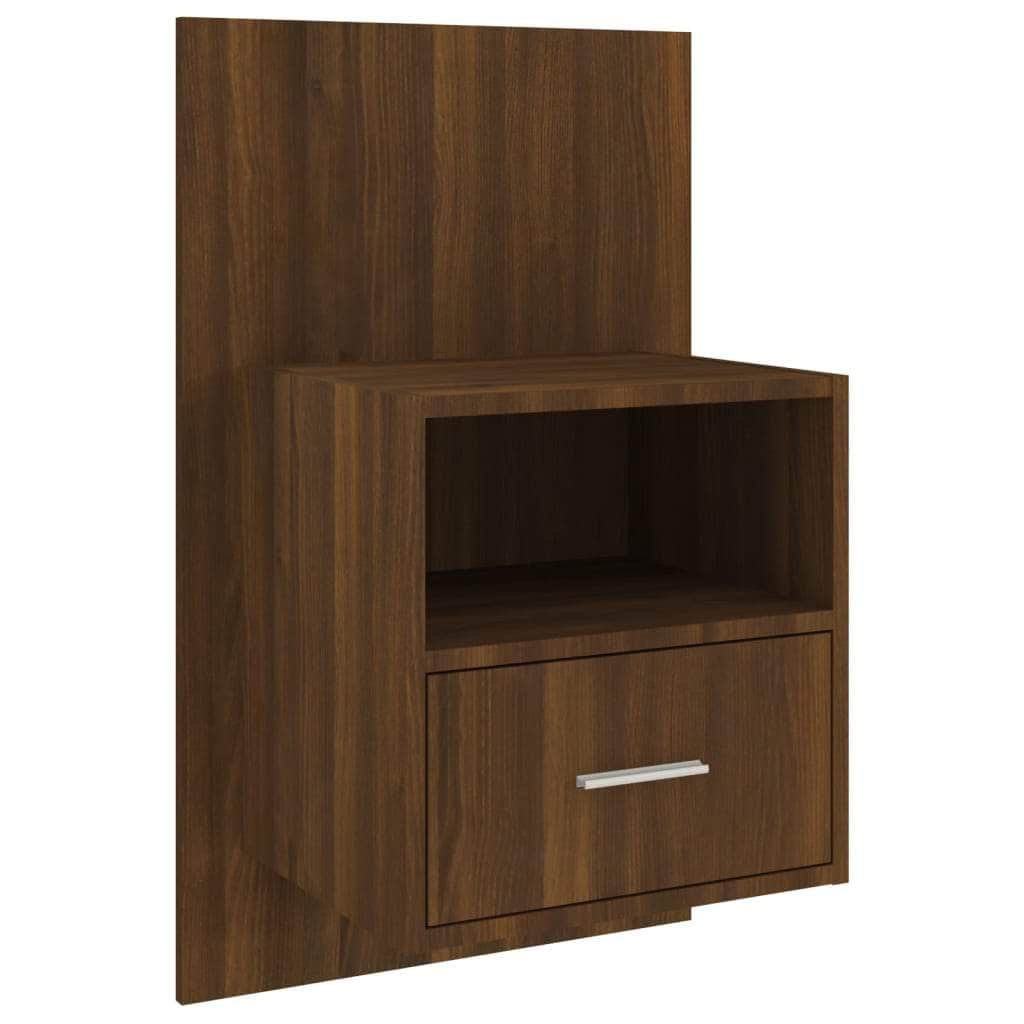 Wall Bedside Cabinet Brown Oak Engineered Wood