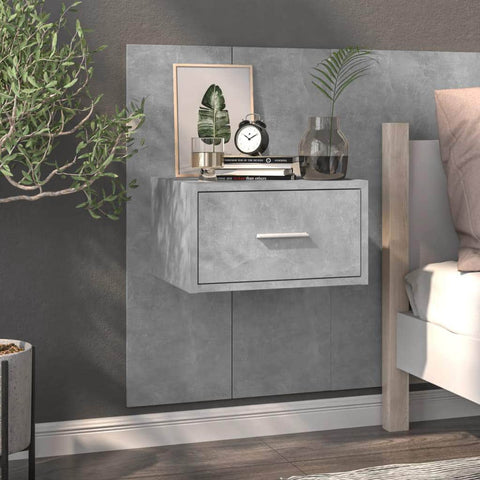 Wall Bedside Cabinet Concrete Grey