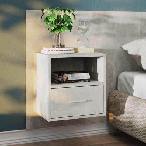 Wall Bedside Cabinet Concrete Grey Engineered Wood