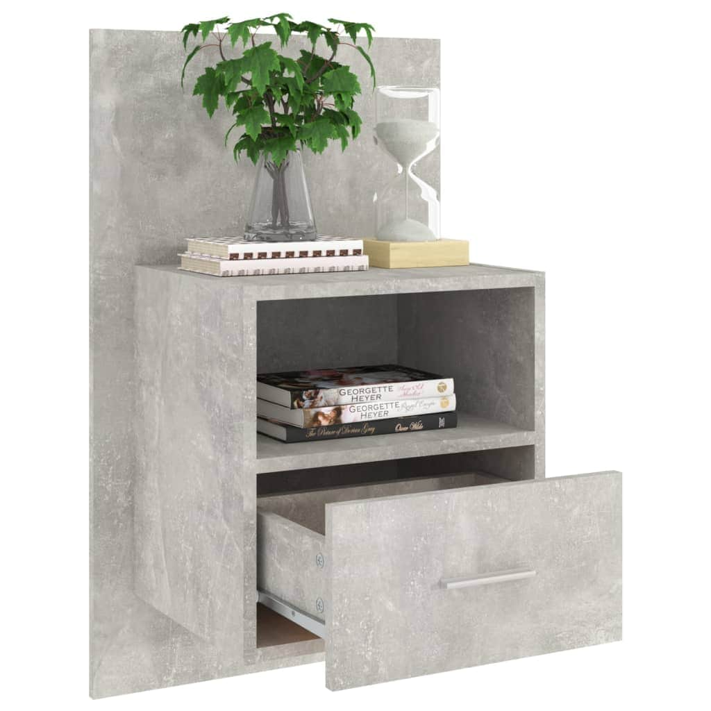 Wall Bedside Cabinet Concrete Grey Engineered Wood