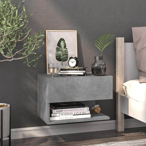 Wall Bedside Cabinet Grey Engineered Wood