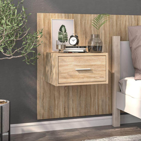 Wall Bedside Cabinet Oak Engineered Wood