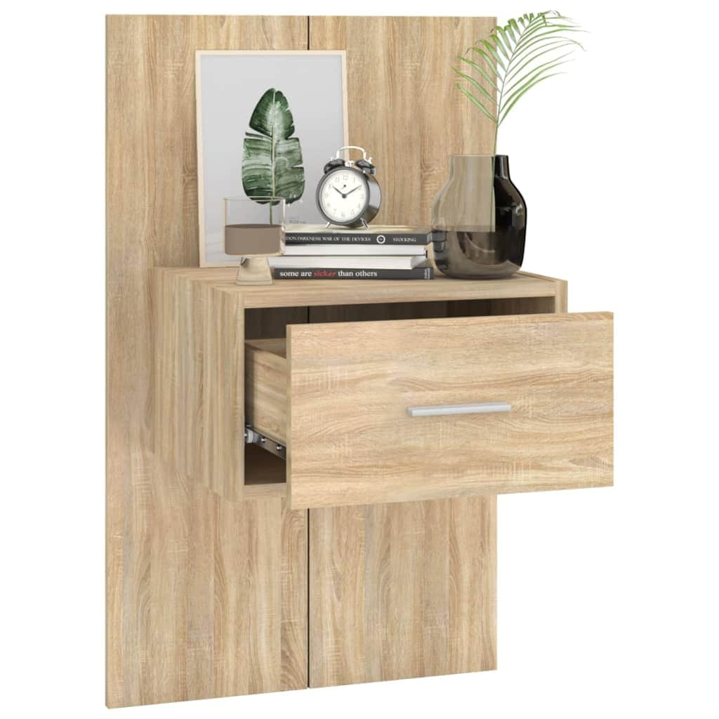 Wall Bedside Cabinet Oak Engineered Wood