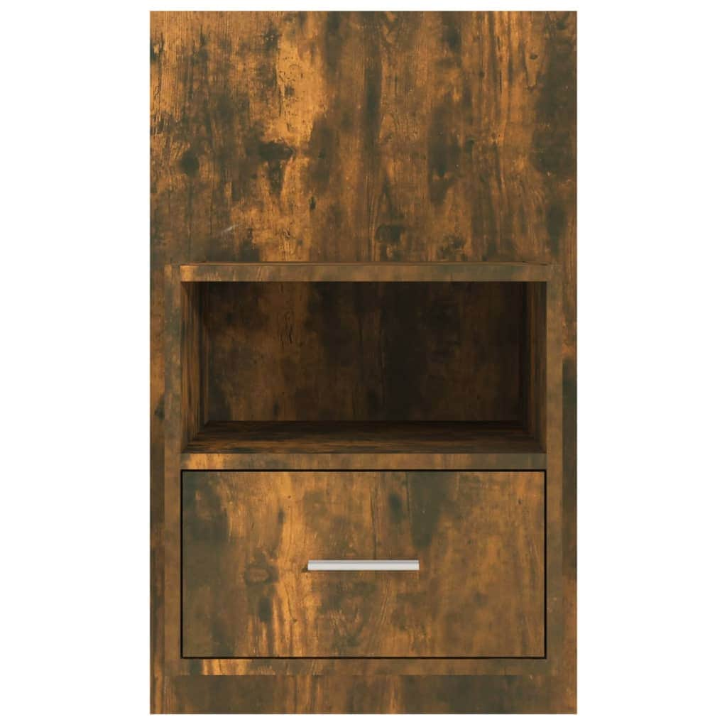 Wall Bedside Cabinet Smoked Oak Engineered Wood