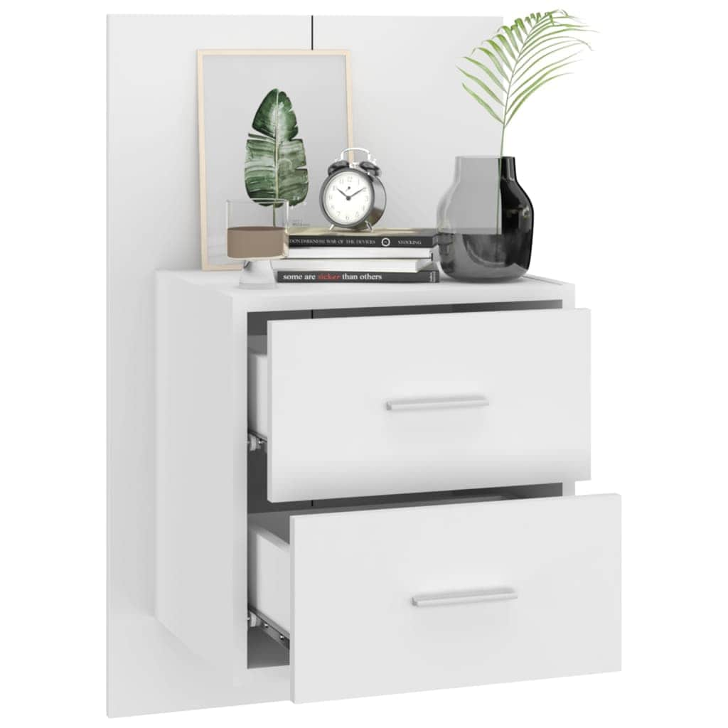 Wall Bedside Cabinet White