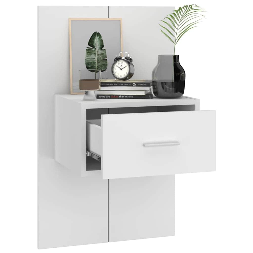 Wall Bedside Cabinet White