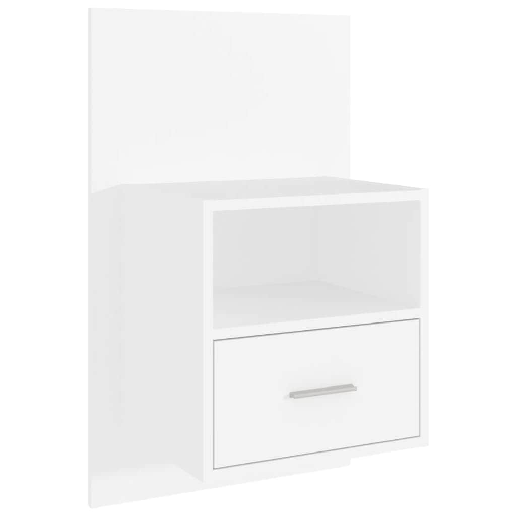 Wall Bedside Cabinet White Engineered Wood