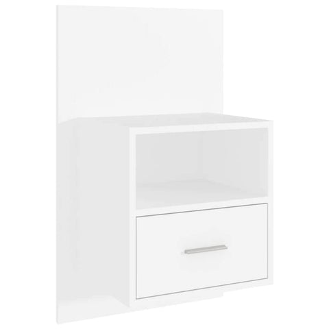 Wall Bedside Cabinet White Engineered Wood