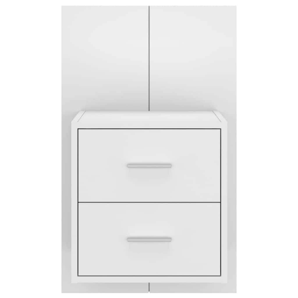 Wall Bedside Cabinet White High Gloss Engineered Wood