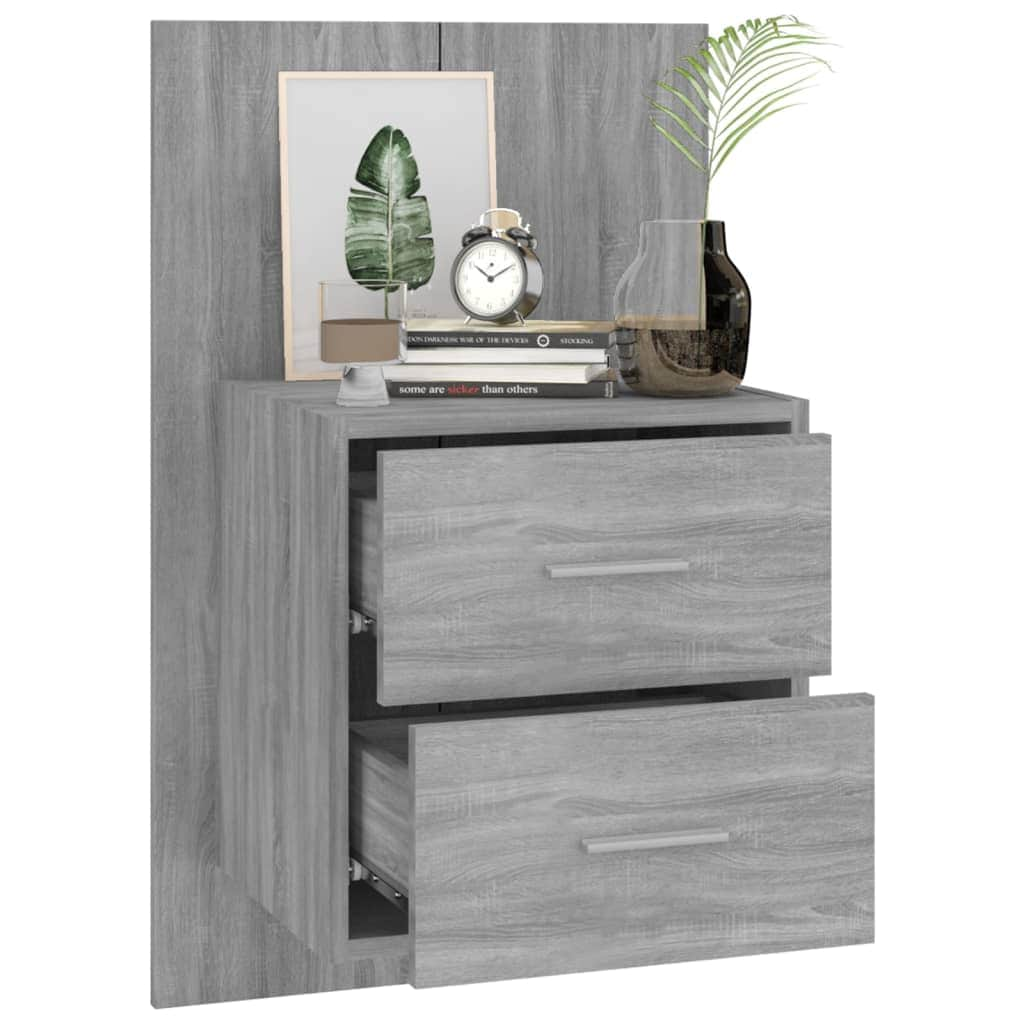 Wall Bedside Cabinets 2 pcs Grey